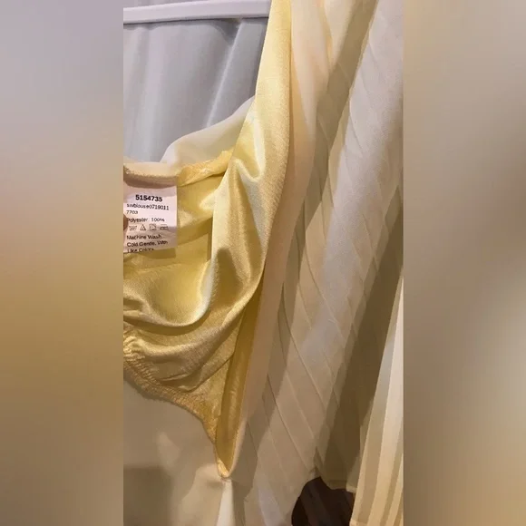 Accordion Bell Sleeve Deep V Multi Bow Tie Crop Warp Chiffon Blouse (S) - Picture 8 of 10